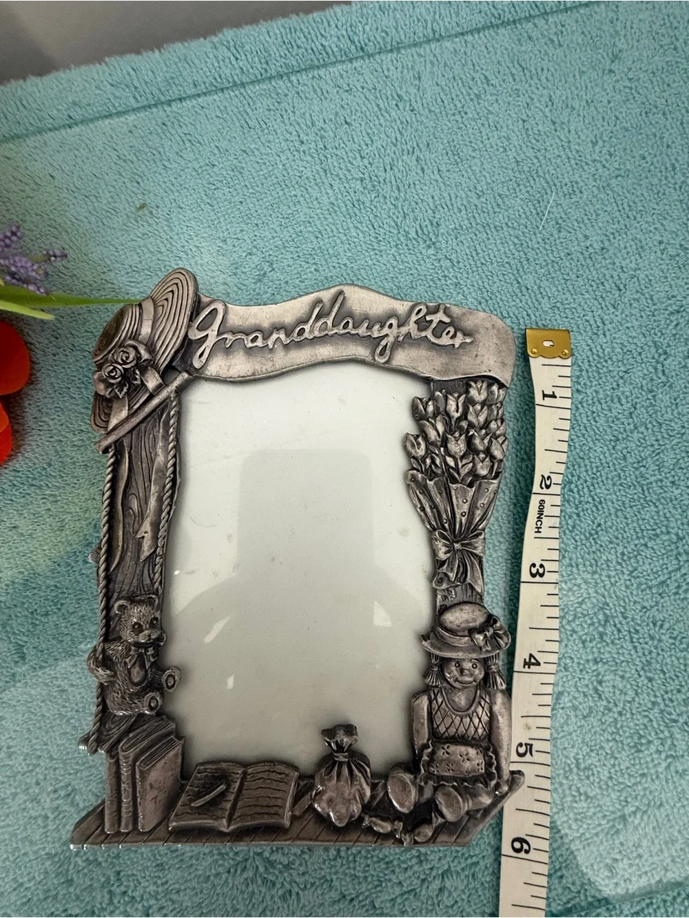 Granddaughter Embossed Silver-Style Decorative Picture Frame 6x5 in